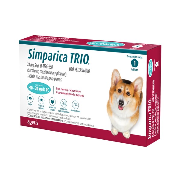 SIMPARICA TRIO 1 X 1 TABS 10- 20 KG 24 MG