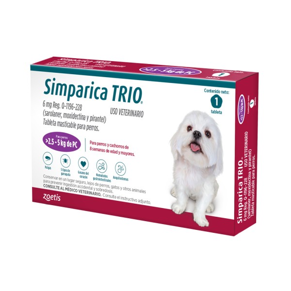 SIMPARICA TRIO 1 X 1 TABS 2 5 -5 KG 6MG