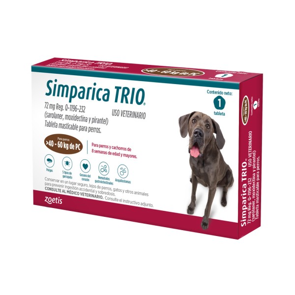 SIMPARICA TRIO 1 X 1 TABS 40- 60 KG 72 MG