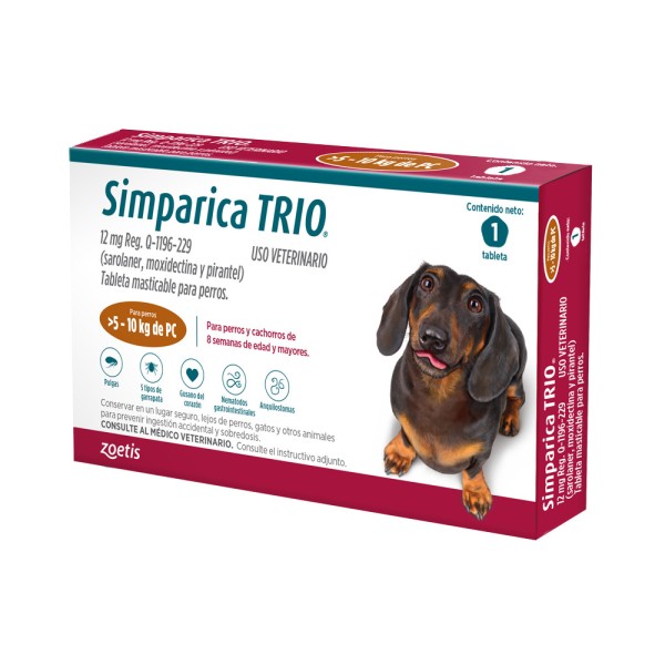 SIMPARICA TRIO 1 X 1 TABS 5 - 10 KG 12 MG