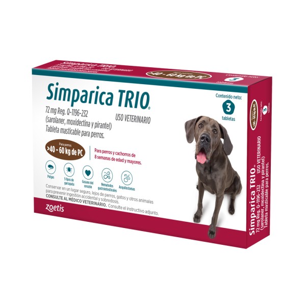 SIMPARICA TRIO 72 MG 1 X 3 TABS  CAF   40-60 KG